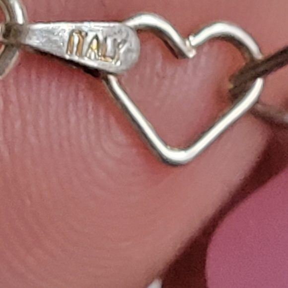 Sterling silver Italy vintage heart link SET necklace and bracelet 😍 - Picture 6 of 7